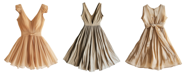 set of isolated silk evening dress