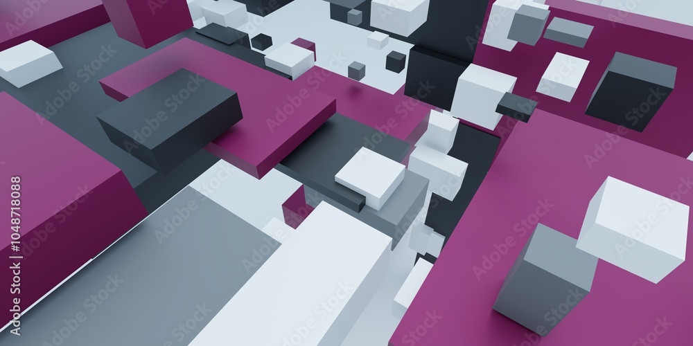 Poster abstract square bars background. 3d rendering.