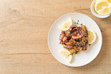 grilled octopus or squid with butter lemon sauce