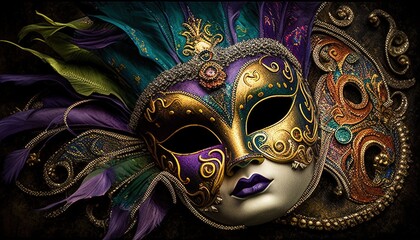 Mardi Gras Mask and Beads Celebration