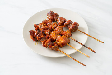 grilled chicken gizzard skewer yakitori serve in izakaya style