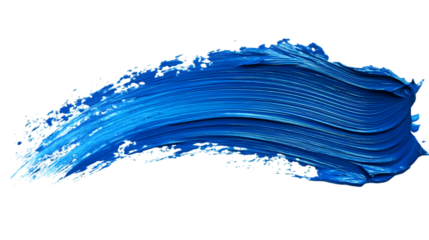 Hand painted stroke of blue paint brush, isolated on white background