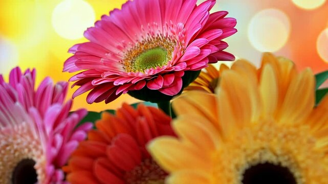 A pink gerbera daisy stands out amongst a bouquet of other colorful gerberas