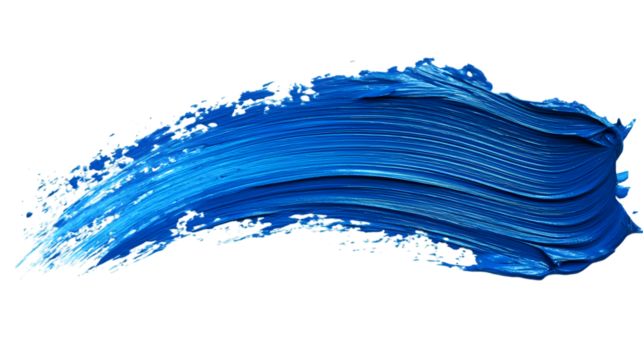 Hand painted stroke of blue paint brush, isolated on white background
