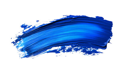 Hand painted stroke of blue paint brush, isolated on white background