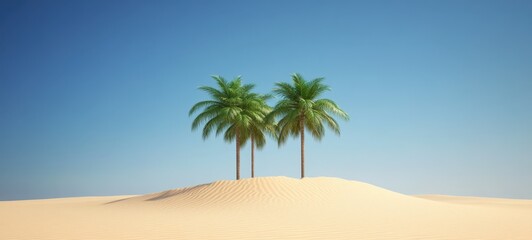 Serene desert landscape with palm trees