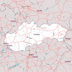 Fototapeta premium Simple outline map of Slovakia coloring page