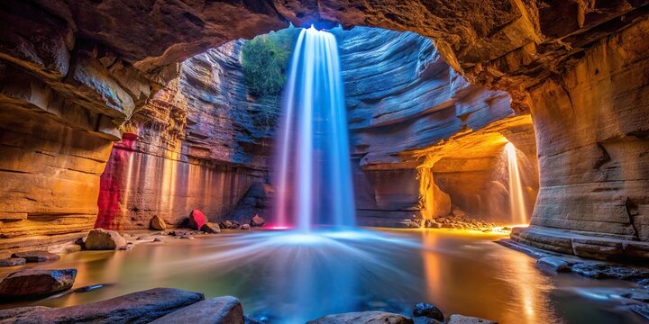 Underground waterfall in Ruby Falls Cave Tennessee USA