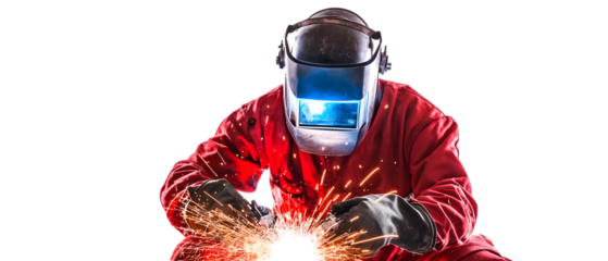 Welder at work on white or transparent background isolated on white background