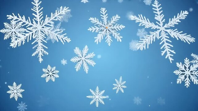 beauty falling snow snowflakes blue background 4K motion graphics snowfall overlay creates serene winter effect capturing gentle seamless loop particle snowflake flying night abstract