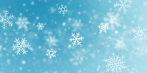 Winter sky, snowflakes and snowfall, winter vector background 