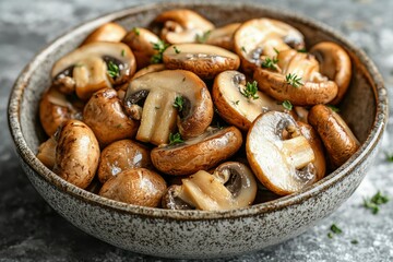 Fototapeta premium Close-up of Marinated Mushrooms in a Bowl
