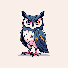 Tech Owl mascot logo. Abstract owl with technology and modern concept, white background