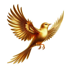 Fototapeta premium golden bird flying white background isolated PNG
