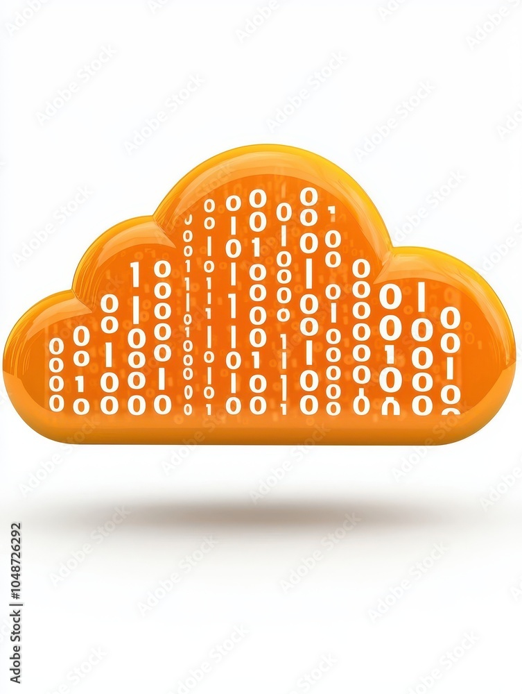 Poster abstract cloud with binary data representation