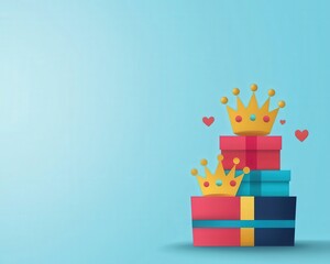 Fototapeta premium Gift boxes with golden crowns, representing the Magi???s treasures