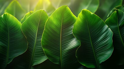 Obraz premium background with green banana leaf texture