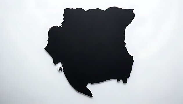 silhouette of a map of the country of suriname on a plain white background