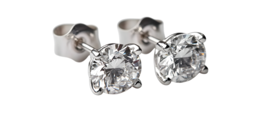 Elegant diamond stud earrings for a touch of glamour on a clear surface PNG transparent background isolated on white background