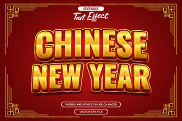 Chinese new year editable text effect with abstract decoration
