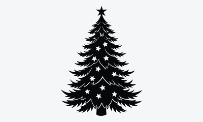 Obraz premium Christmas Day, Frosted Fir Ointment silhouette white background illustration, Generative Ai,