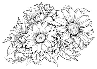 PNG Sunflowers art illustration drawing.