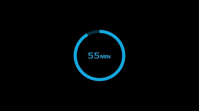 55-minute timer clock icon animation background.