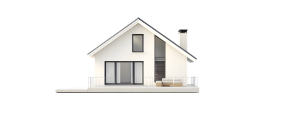 Simple modern white house model on a transparent background isolated on white background