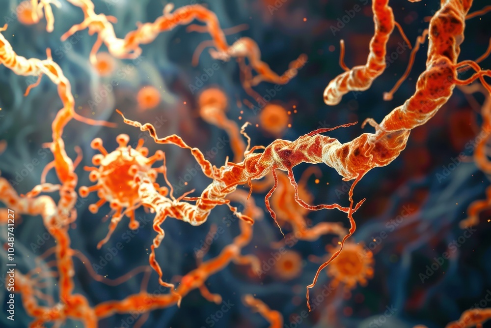 Poster ebola virus: a striking image of filamentous ebola virus particles, displaying their unique thread-l