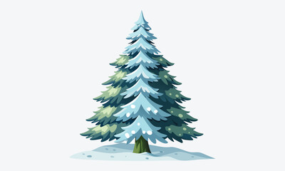 Fototapeta premium Christmas Day, Frosted Fir Ointment vector white background illustration Generative Ai