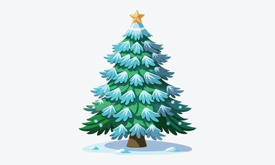 Fototapeta premium Christmas Day, Frosted Fir Ointment vector white background illustration Generative Ai
