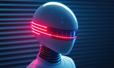 Futuristic robot with glowing red lights