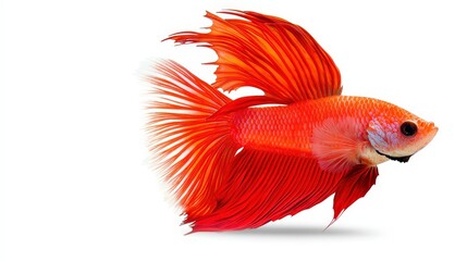 Fototapeta premium Vibrant Thai betta fish with flowing fins on a white background