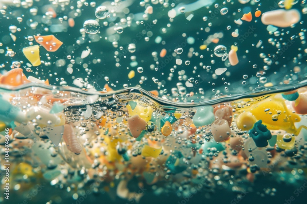 Poster filtering microplastics: a detailed view of a filtration system designed to capture microplastics fr