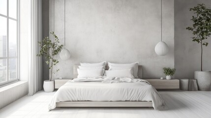 Minimalist bedroom with a decluttered space, neutral color palette, and simple yet functional furniture that emphasizes space and light.