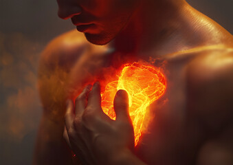 Fototapeta premium Illustration Depicting a Heart Attack with Highlighted Heart