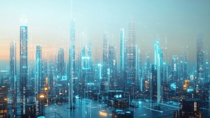 Fototapeta premium Futuristic Cityscape: A Vision of Technology and Progress