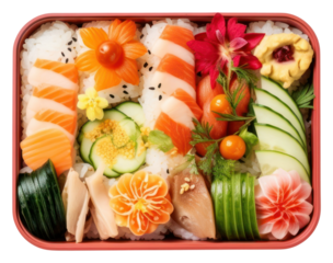 PNG Food seafood bento sushi.