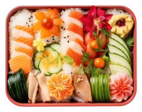 PNG Food seafood bento sushi.