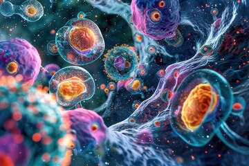 Hormonal Interaction: An illustration depicting how fat cells interact with hormones like insulin and leptin, regulating metabolism and appetite.