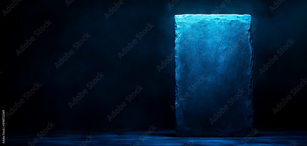 Aufkleber abstract glowing block in dark background, creating a mystical atmosphere.