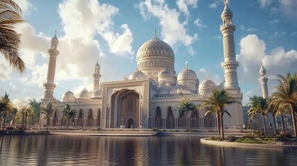 Naklejka premium Majestic Islamic Mosque at Sunrise
