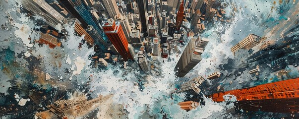 Obraz premium Craft a visually striking die-cut image that symbolizes true survival tales seen from a high altitude Engage viewers with a dynamic and compelling portrayal of overcoming adversity