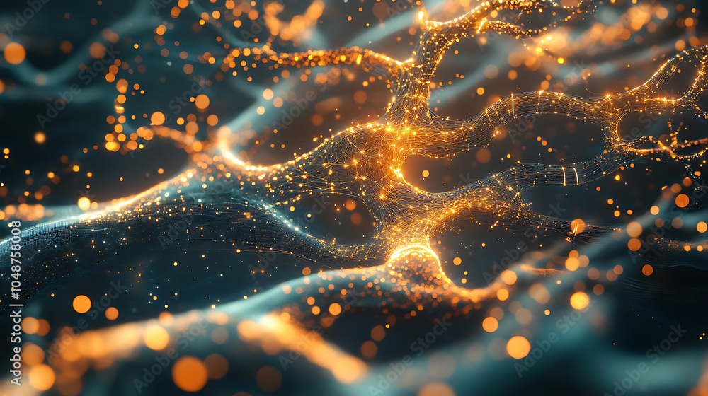 Poster abstract tree with glowing branches in motion