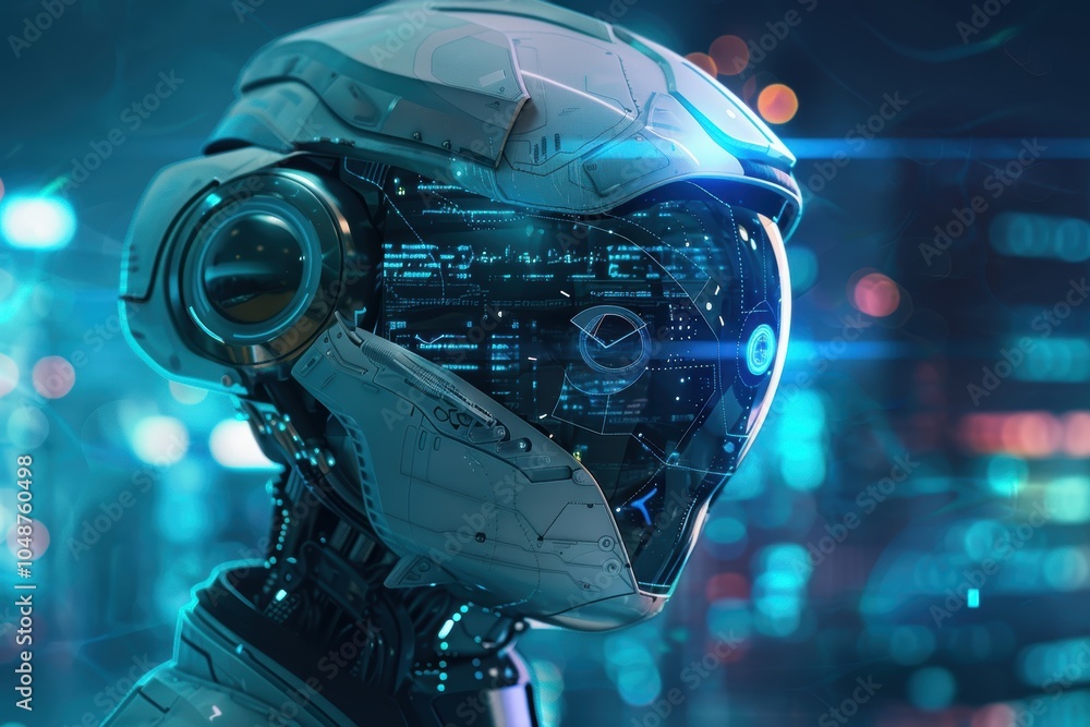 Poster futuristic ai product launch poster with sleek robotics and typography design