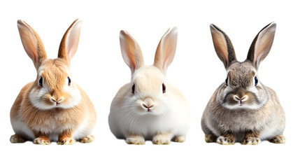 Obraz premium Rabbits on transparent background, isolated on white background