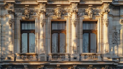 Fototapeta premium Ornate Facade with Columns and Windows