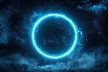 Glowing celestial ring in the night sky