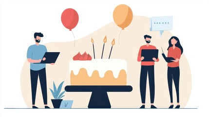 Work anniversary celebrated with a cake at home, remote team celebrations, blending work and joy