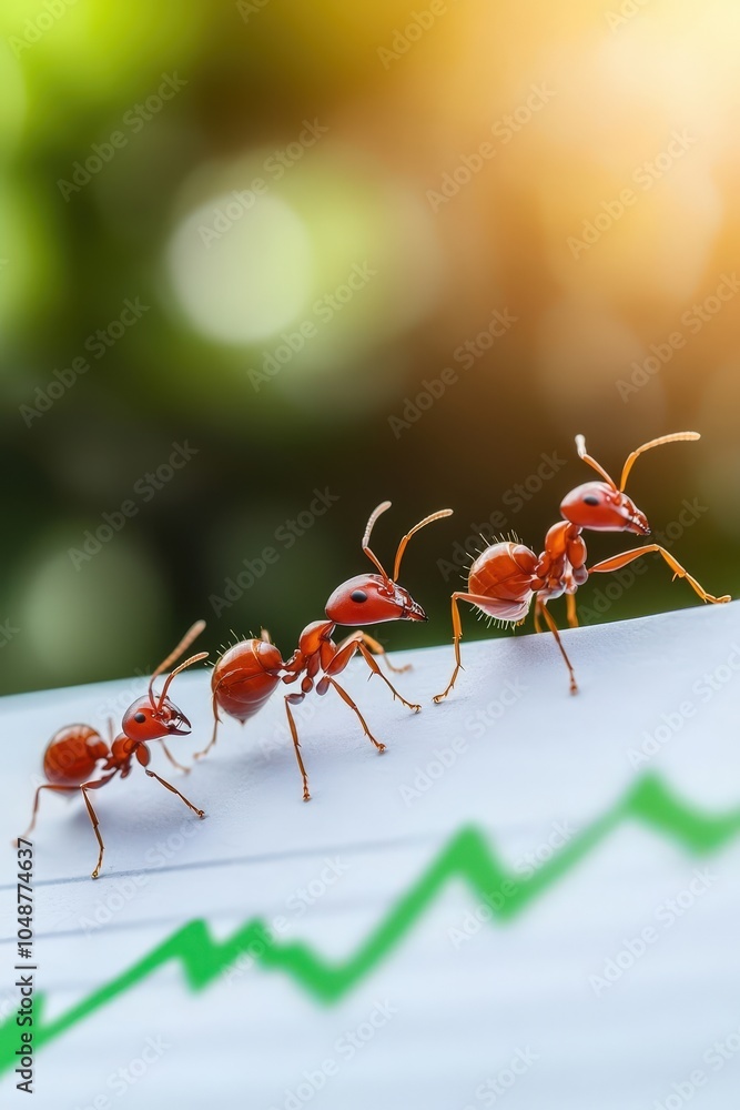 Poster ants working on a progress chart, symbolizing the importance of teamwork in growth